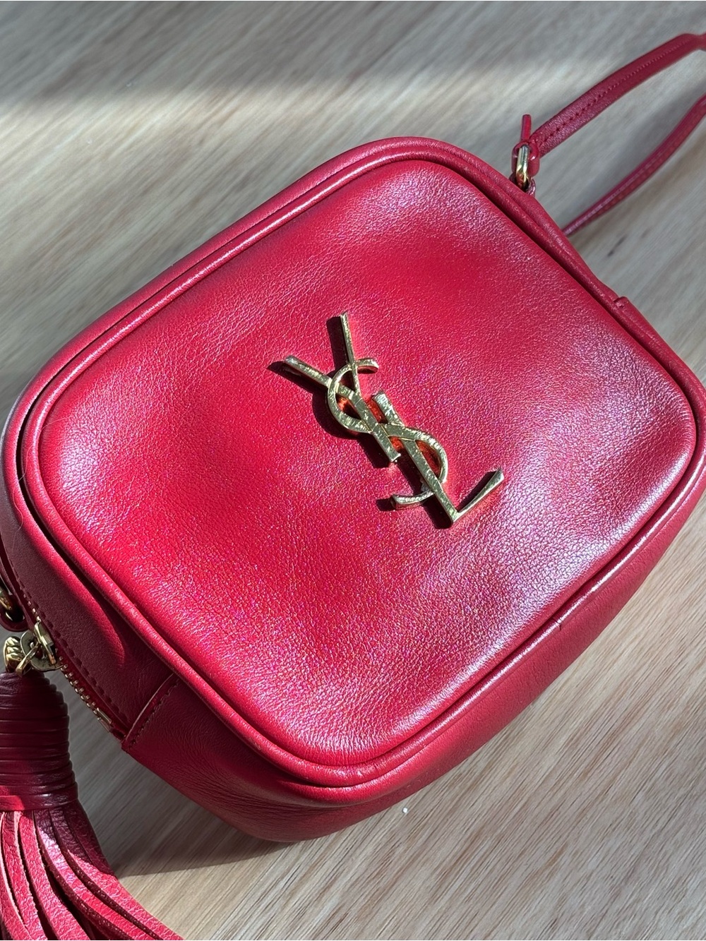 YSL Saint Laurent Monogram Blogger Bag with Tassel - Rouge Eros (Red/Cherry Red) - Picture 5 of 10